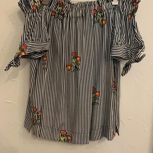 Stripped floral off shoulder top